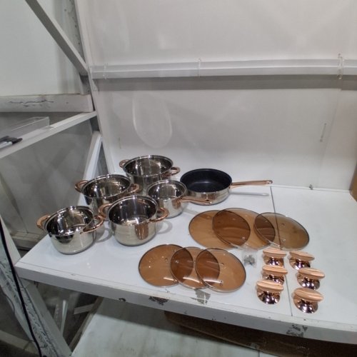 12PC LIGHTWEIGHT STAINLESS STEEL COOKWARE SET - SILVER/COPPER (MODEL: HF-8543) image 3