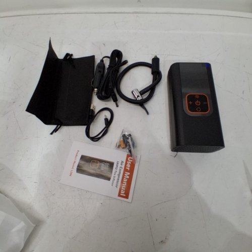 QKMPOM TIRE INFLATOR PORTABLE AIR COMPRESSOR - 180PSI -12V - BLACK/ORANGE (MODEL: L206) image 3