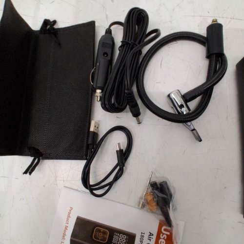 QKMPOM TIRE INFLATOR PORTABLE AIR COMPRESSOR - 180PSI -12V - BLACK/ORANGE (MODEL: L206) image 4