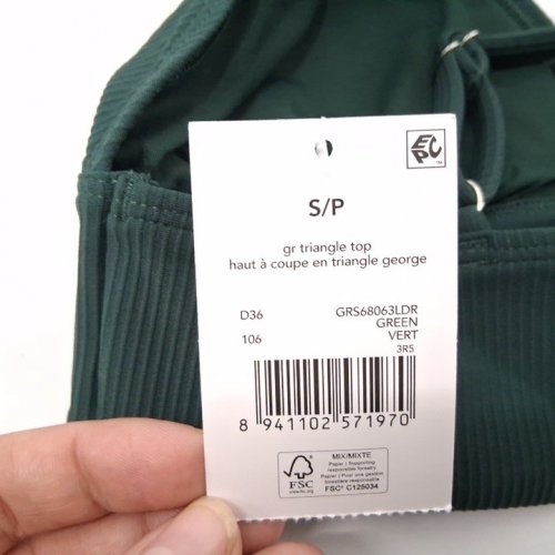 WOMEN'S GEORGE TRIANGLE SWIM TOP - SMALL - GREEN (STYLE: GRS68063LDR) image 3