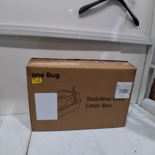 ONE BUG STAINLESS STEEL LITTER BOX WITH REMOVABLE HIGH SIDES - EXTRA LARGE (22.75" X 14.8" X 10.15") - GREY image 3