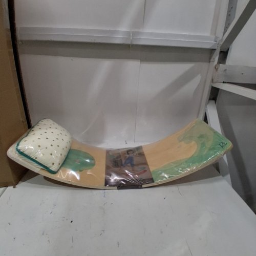 2PC B. TOYS TEETER-TODDLER BALANCE BOARD - NATURAL WOOD AND AQUA - (MODEL: BX2332C1Z) image 2