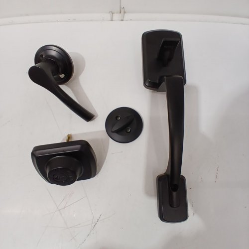 4PC WEISER HENLEY SINGLE CYLINDER DOOR HANDLESET - BLACK (MODEL: GLC9471) image 2