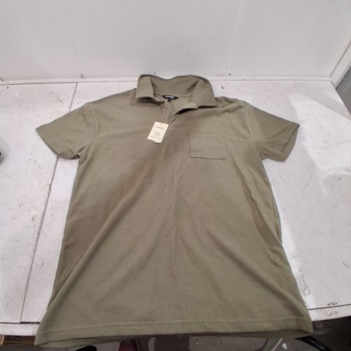 MEN'S GEORGE TEXTURED JOHNNY COLLAR POLO SHIRT - MEDIUM - GRAY/GREEN (STYLE: GRS61748MN) image 2
