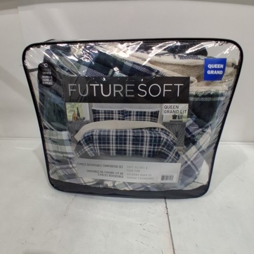 3PC FUTURE SOFT REVERSIBLE COMFORTER SET - QUEEN - PLAID (MODEL: 3400101) image 6