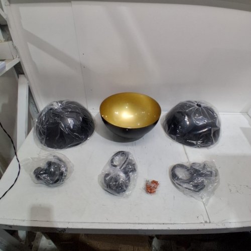3PK MODERN PENDANT LIGHT - 14" - 60W MAX - BLACK/GOLD image 2