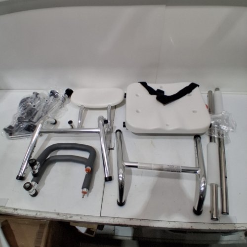 SLIDING SHOWER CHAIR WITH SWIVEL SEAT - 400LBS CAPACITY - 42" X 21" X 37" - SILVER/WHITE (MODEL: XZY227) image 2