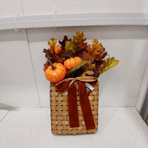 WAY TO CELEBRATE! FALL HARVEST PUMPKIN BASKET DECORATION - ORANGE, BROWN, YELLOW image 3