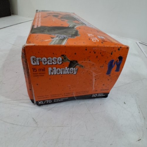 50PK GREASE MONKEY WATSON DISPOSABLE LATEX GLOVES - 15MIL -EXTRA LARGE - BLUE image 2