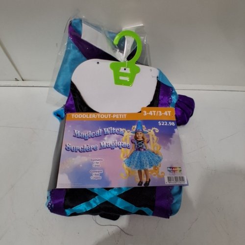 2PC TODDLER MAGICAL WITCH COSTUME DRESS AND HAT - 3-4T - BLUE/PURPLE image 2