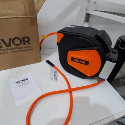 VEVOR RETRACTABLE AIR HOSE REEL - 3/8 IN X 50FT - HYBRID AIR HOSE - MAX 300PSI - ORANGE - (MODEL: NWA-D15) image 2