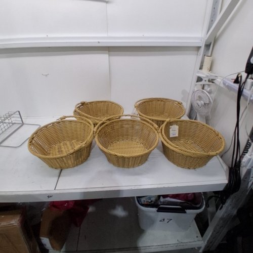 5 SPR!TZ MULTI-PURPOSE PLASTIC WOVEN WICKER EASTER BASKETS - 12" - NATURAL image 2