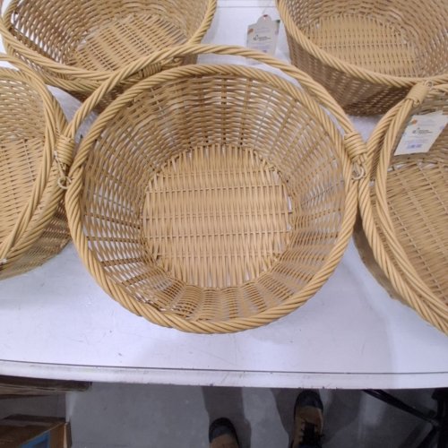 5 SPR!TZ MULTI-PURPOSE PLASTIC WOVEN WICKER EASTER BASKETS - 12" - NATURAL image 3