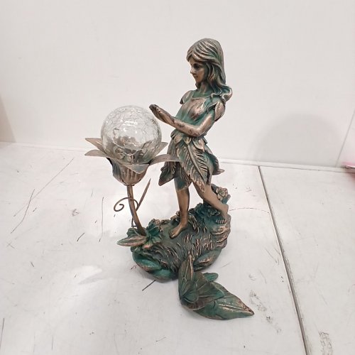 TERESA'S COLLECTIONS FAIRY STATUE WITH GLASS SOLAR LIGHT GLOBE FOR OUTDOOR DECOR - 10.6" - GREEN AND BRONZE image 3
