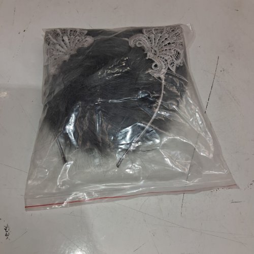 2PC CAT EARS AND STAINLESS STEEL BUTT PLUG TAIL - MEDIUM - BLACK EARS / GREY TAIL image 2