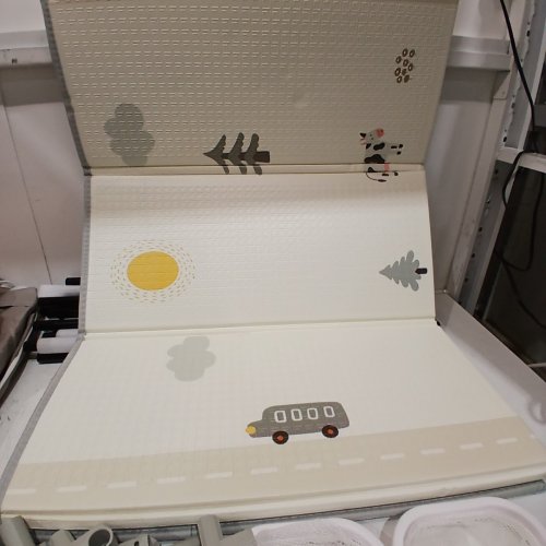BABY MULTI‑ACCESSORY PLAYPEN WITH MAT - 71" X 59" - GREY/BEIGE image 3