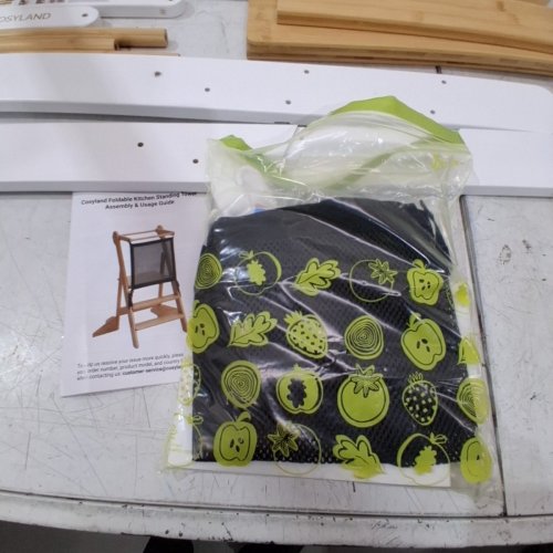 COSYLAND FOLDABLE TODDLER KITCHEN STOOL WITH SAFETY NET - 150LBS CAP - SNOW/NATURAL (MODEL: CS000124-4-CA) image 5