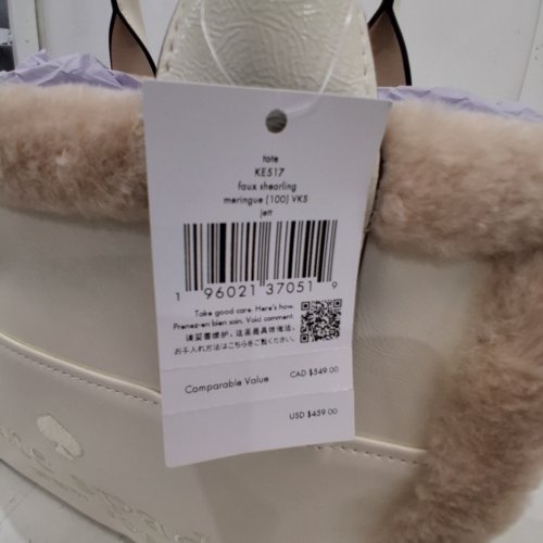 KATE SPADE JETT FAUX SHEARLING SMALL TOTE BAG - MERINGUE WHITE (STYLE: KE517) image 2