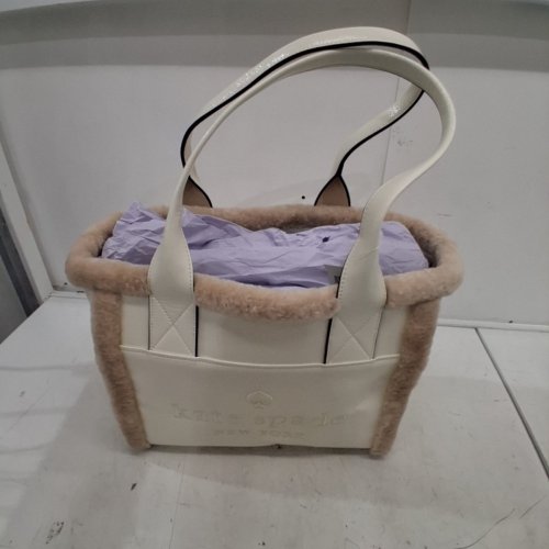 KATE SPADE JETT FAUX SHEARLING SMALL TOTE BAG - MERINGUE WHITE (STYLE: KE517) image 3
