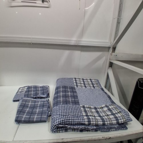 3PC WONGS BEDDING PATCHWORK QUILTED SET FOR ALL SEASONS WITH 2 PILLOWCASES, COMFORTER - KING 90" X 104" - BLUE/GREY image 2