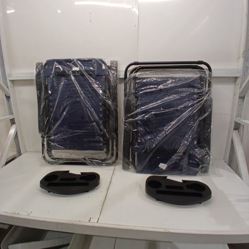 2PK JEAREY ZERO GRAVITY LOUNGE CHAIRS WITH CUP HOLDER TRAYS - BLUE (MODEL: A043-005-001) image 4
