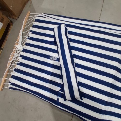 LAZY DAZE DOUBLE QUILTED HAMMOCK WITH PILLOW - 12FT - BLUE/WHITE (MODEL: HMQF-BLUE-W) image 6