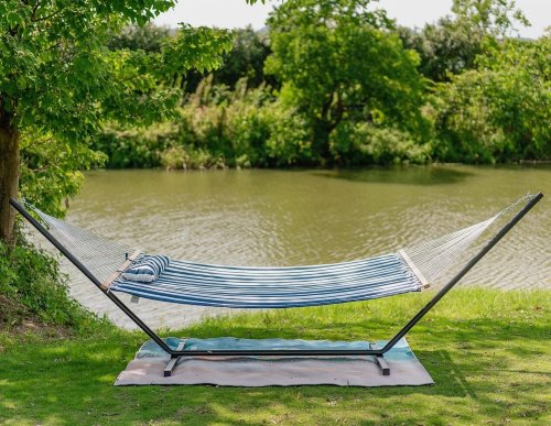LAZY DAZE DOUBLE QUILTED HAMMOCK WITH PILLOW - 12FT - BLUE/WHITE (MODEL: HMQF-BLUE-W) image 2
