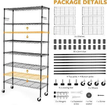 BOLDUCK 6-TIER HEVY DUTY STORAGE SHELVING UNIT - BLACK image 2