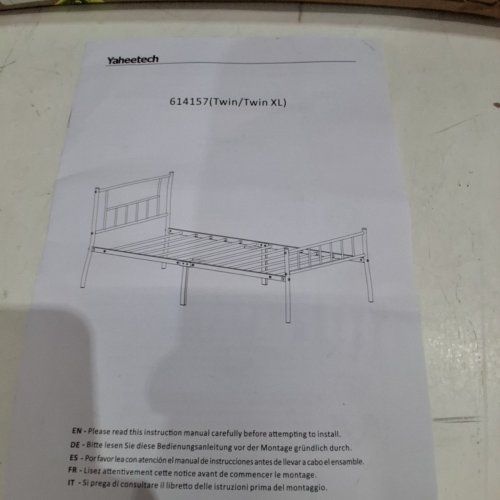 YAHEETECH CLASSIC METAL PLATFORM BED FRAME WITH HEADBOARD - TWIN - BLACK (MODEL: 614157) image 2
