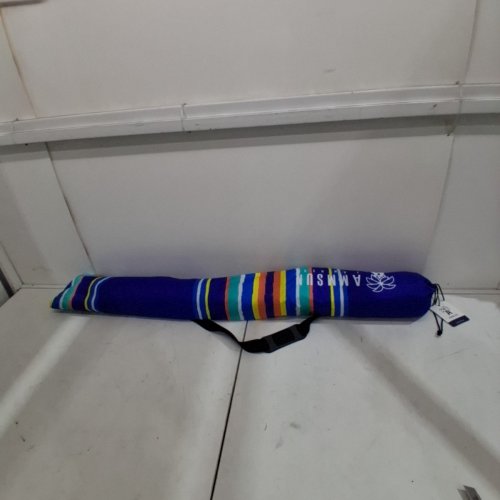 AMMSUN 7FT PORTABLE BEACH PATIO UMBRELLA WITH SAND ANCHOR - ADJUSTABLE HEIGHT WITH FLAPS - MULTICOLOURED BLUE image 3