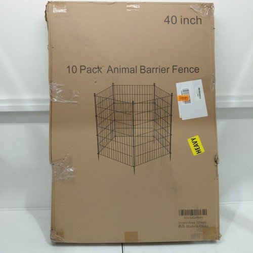 10PK CLEASO DECORATIVE GARDEN ANIMAL BARRIER FENCE WITH GATE - 24" X 40" - BLACK image 3