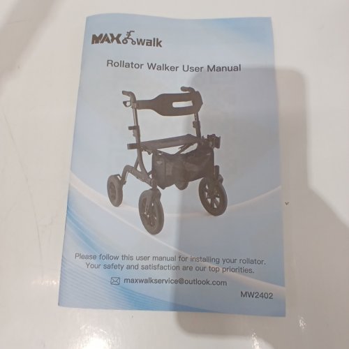 MAXWALK FOLDABLE ALL TERRAIN ROLLATOR WALKER WITH SEAT FOR SENIORS - 12" BIG RUBBER WHEELS - PURPLE/BLACK (MODEL: ‎MW2402) image 2