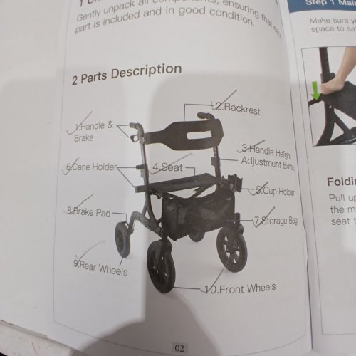 MAXWALK FOLDABLE ALL TERRAIN ROLLATOR WALKER WITH SEAT FOR SENIORS - 12" BIG RUBBER WHEELS - PURPLE/BLACK (MODEL: ‎MW2402) image 7