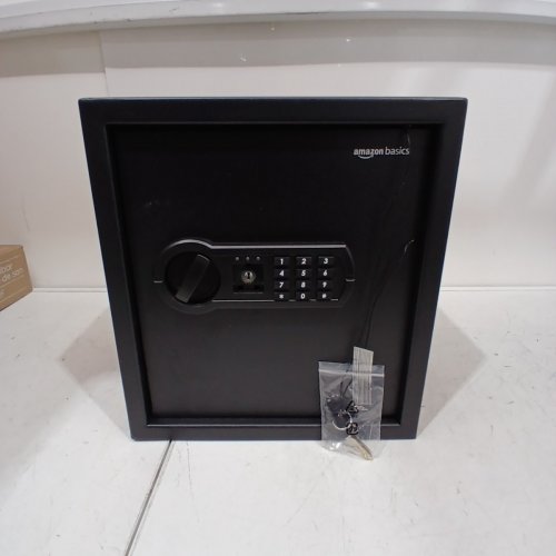 AMAZON BASICS STEEL HOME SECURITY ELECTRONIC SAFE WITH PROGRAMMABLE KEYPAD LOCK AND 2 KEYS - 1.2CUBIC FEET - BLACK - (MODEL:‎36SAM) image 2