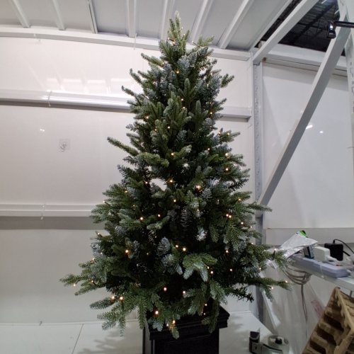 PRE-LIT GLITTER FROSTED ARTIFICIAL POTTED CHRISTMAS TREE - 4.5FT -GREEN (MODEL: 1785046) image 2