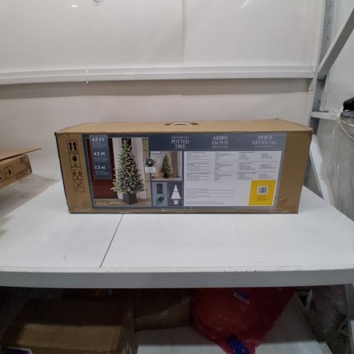 PRE-LIT GLITTER FROSTED ARTIFICIAL POTTED CHRISTMAS TREE - 4.5FT -GREEN (MODEL: 1785046) image 4