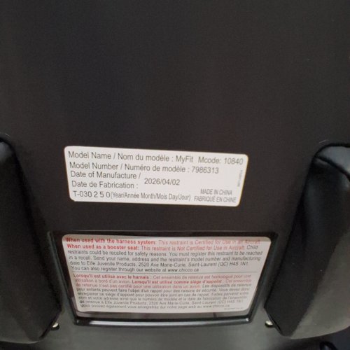 CHICCO MYFIT HARNESS & BOOSTER CAR SEAT WITH DUO GUARD PROTECITON - FOR KIDS 25 TO 65LBS - BLACK (MODEL: 7986313) image 2