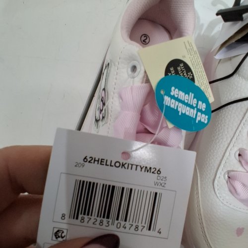 GIRLS HELLO KITTY LACE-UP SNEAKERS - SIZE 2 - WHITE / PINK (STYLE: 62HELLOKITTYM26) image 2