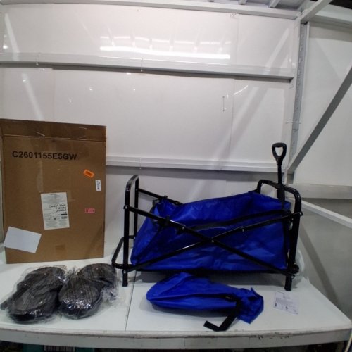 AMAZON BASICS PORTABLE AND FOLDABLE GARDEN TOOL COLLECTION UTILITY CART/WAGON WITH COVER BAG - 265LBS MAX - BLUE/BLACK - (MODEL: C2601155E6GW/B07WBYQQ8F) image 2