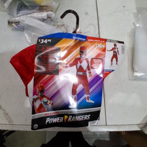 2PC KIDS DISGUISE POWER RANGER CLASSIC MUSCLE COSTUME - SMALL - RED/WHITE (STYLE: DI79729) image 2
