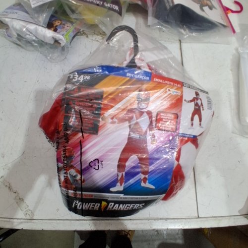 2PC KIDS DISGUISE POWER RANGER CLASSIC MUSCLE COSTUME - SMALL - RED/WHITE (STYLE: DI79729) image 3
