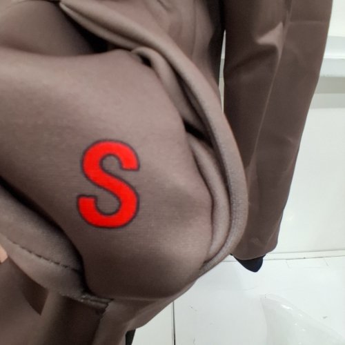 UNISEX BOMBER STYLE ZIP-UP LIGHT JACKET - SMALL - BROWN/BLACK image 3
