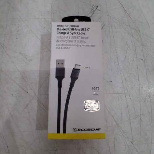 SCOSCHE STRIKELINE PREMIUM USB TO USB-C CHARGE & SYNC CABLE - 10FT - 15W - SPACE GRAY (MODEL: CAB10S-G) image 3