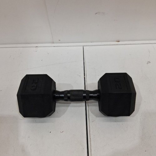 CAP BARBELL RUBBER COATED HEX DUMBBELL - 20LB - BLACK (MODEL: HBTX-20) image 3