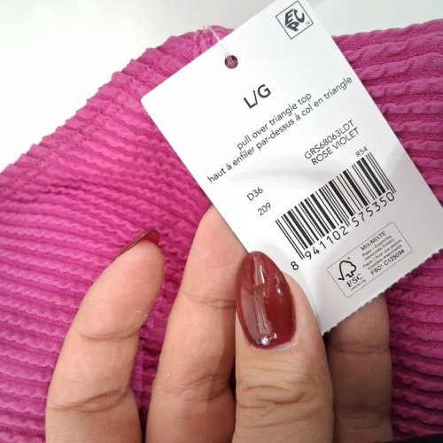 WOMEN'S GEORGE PULL OVER TRIANGLE BIKINI TOP - LARGE - ROSE VIOLET (STYLE: GR568063LDP) image 3