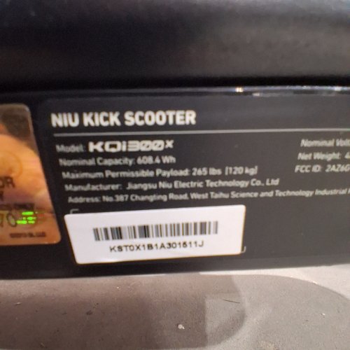 NIU ALL-TERRAIN SUSPENSION ELECTRIC KICK SCOOTER - MAX/CAP 265 LBS - BLACK (MODEL: KQI 300P) image 5
