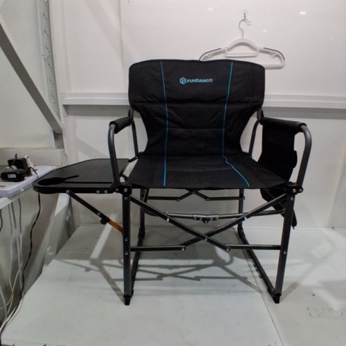 FUNDANGO FOLDING CAMPING CHAIR WITH SIDE TABLE - BLACK image 2