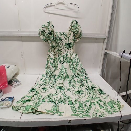 WOMENS GEAORGE PUFF SLEEVE FLORAL MAXI DRESS - XL- CREAM / GREEN (STYLE: GRS64093LD) image 3