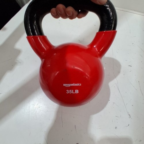 AMAZON BASICS VINYL KETTLE BALL - 35LBS - RED/BLACK image 3