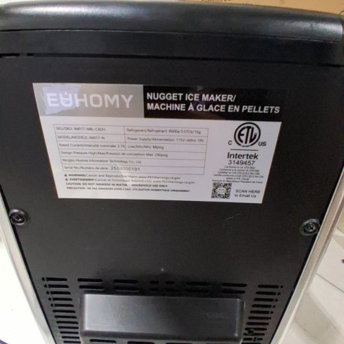 EUHOMY SELF-CLEANING COUNTERTOP NUGGET ICE MAKER - 40LBS/24H - BLACK - (MODEL: IM017-N) image 6
